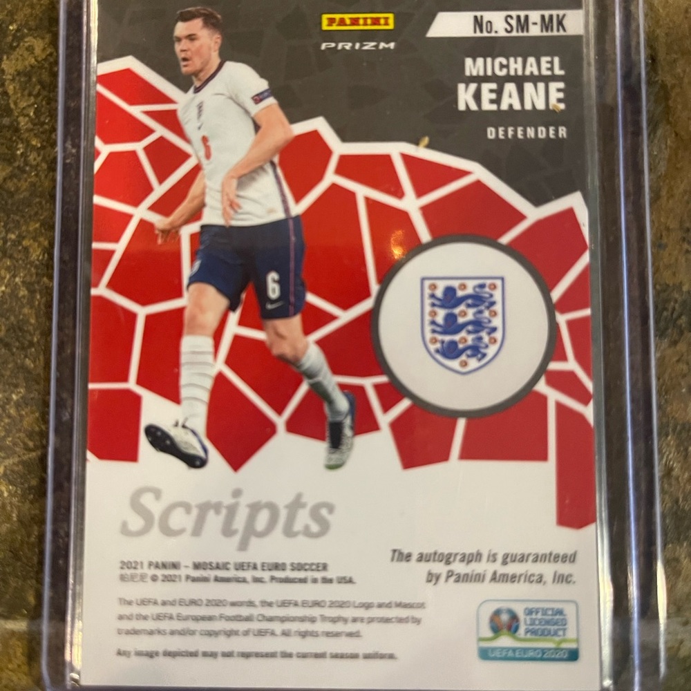 Michael Keane 2021 Panini Mosaic Scripts Green #SM-MK Auto